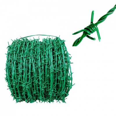 green pvc coated barbed wire